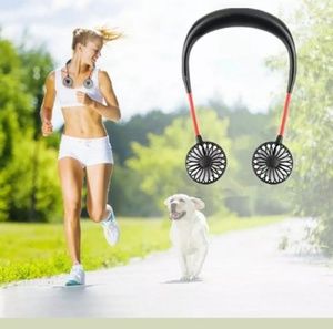 Rechargable Cordless dual Fan. Wear on neck.